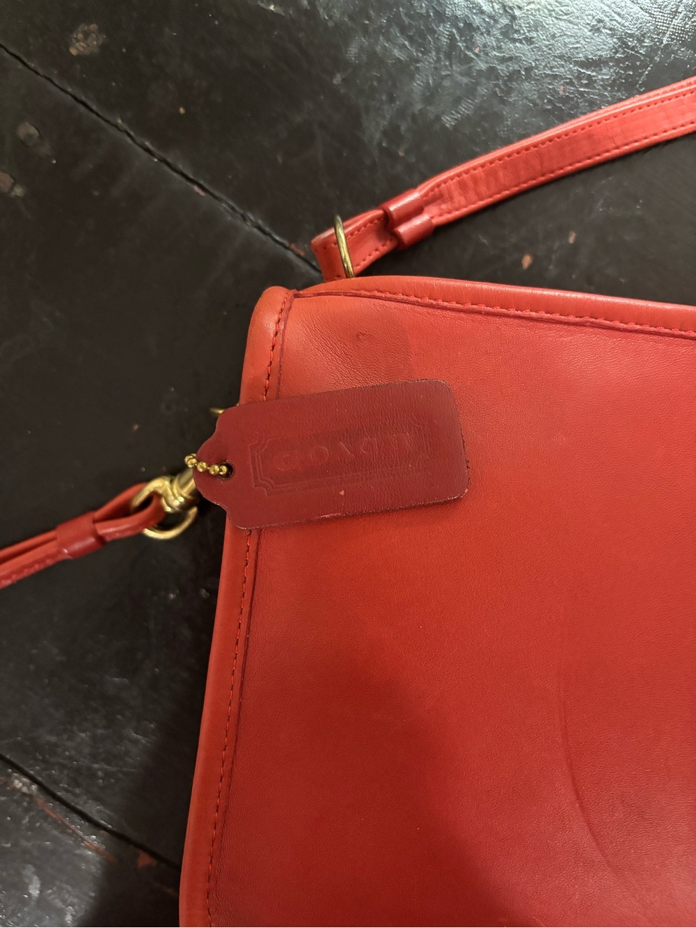 Vintage Coach Red Leather Basic Bag No 0194-958 Crossbody Clutch USA - Picture 10 of 11